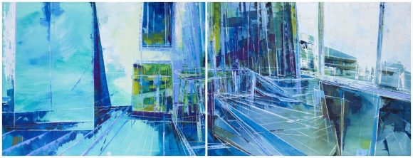Kek szoba (130x340 cm, olaj, vaszon, 2015)_net